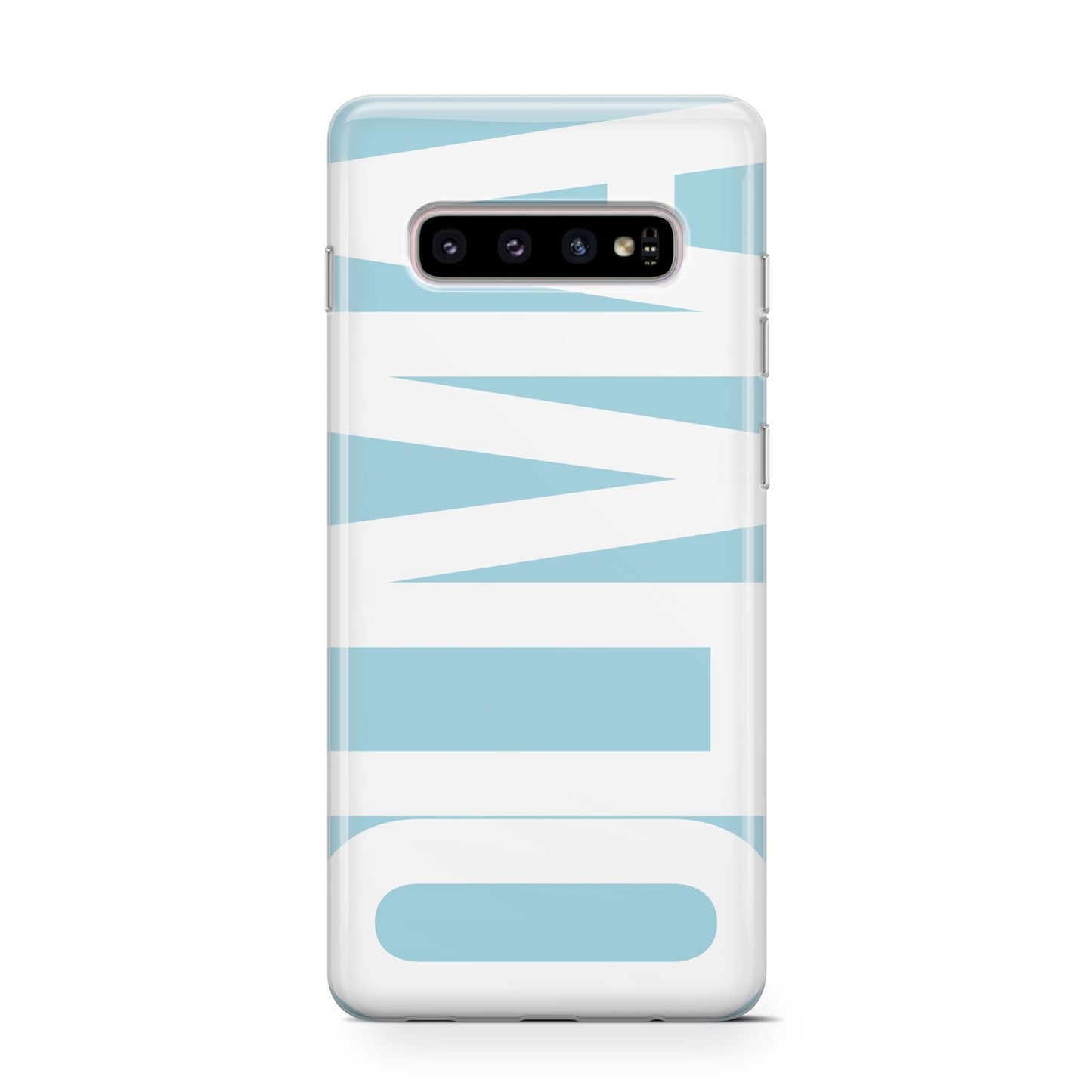 Light Blue with Bold White Name Samsung Galaxy S10 Case