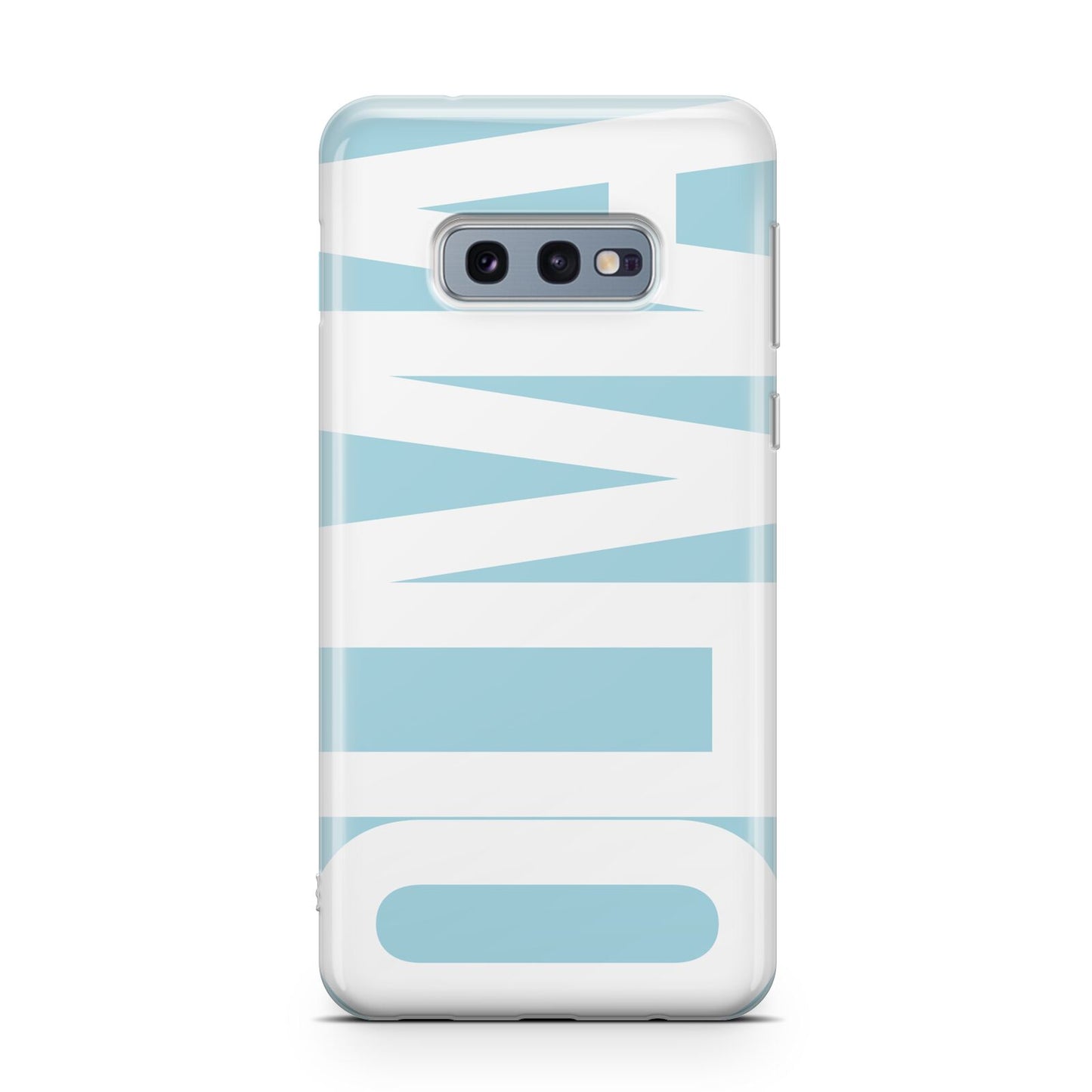 Light Blue with Bold White Name Samsung Galaxy S10E Case