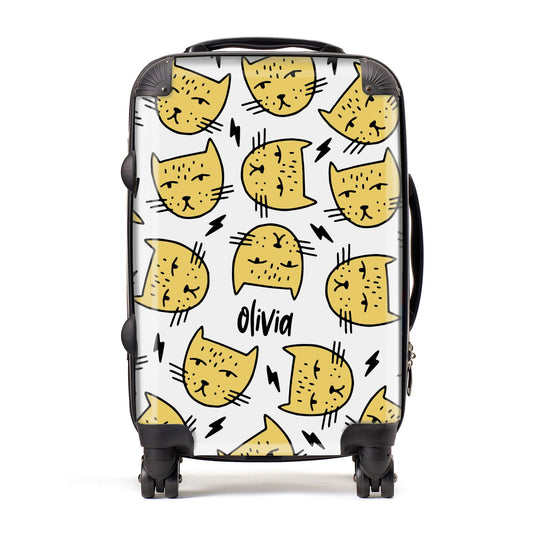 Lightning Cat Face Custom Suitcase