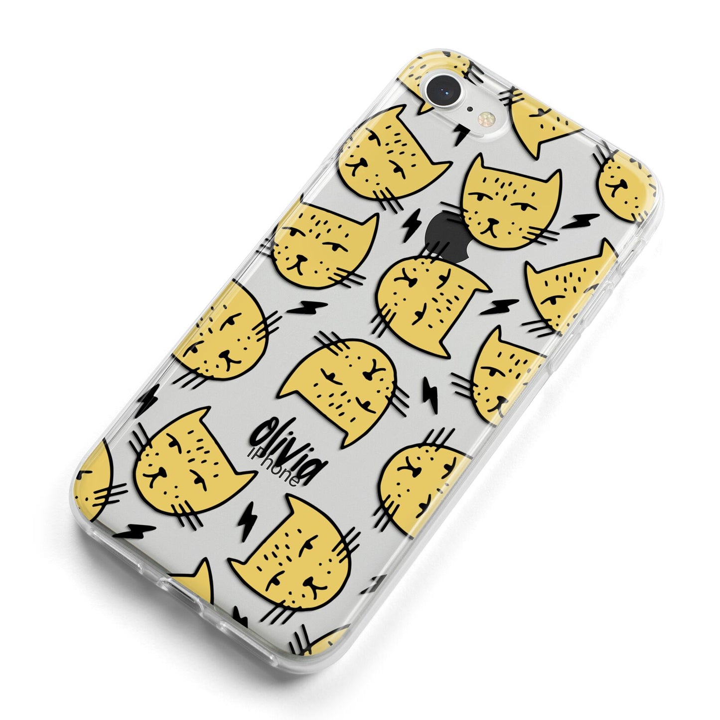 Lightning Cat Face Custom iPhone 8 Bumper Case on Silver iPhone Alternative Image