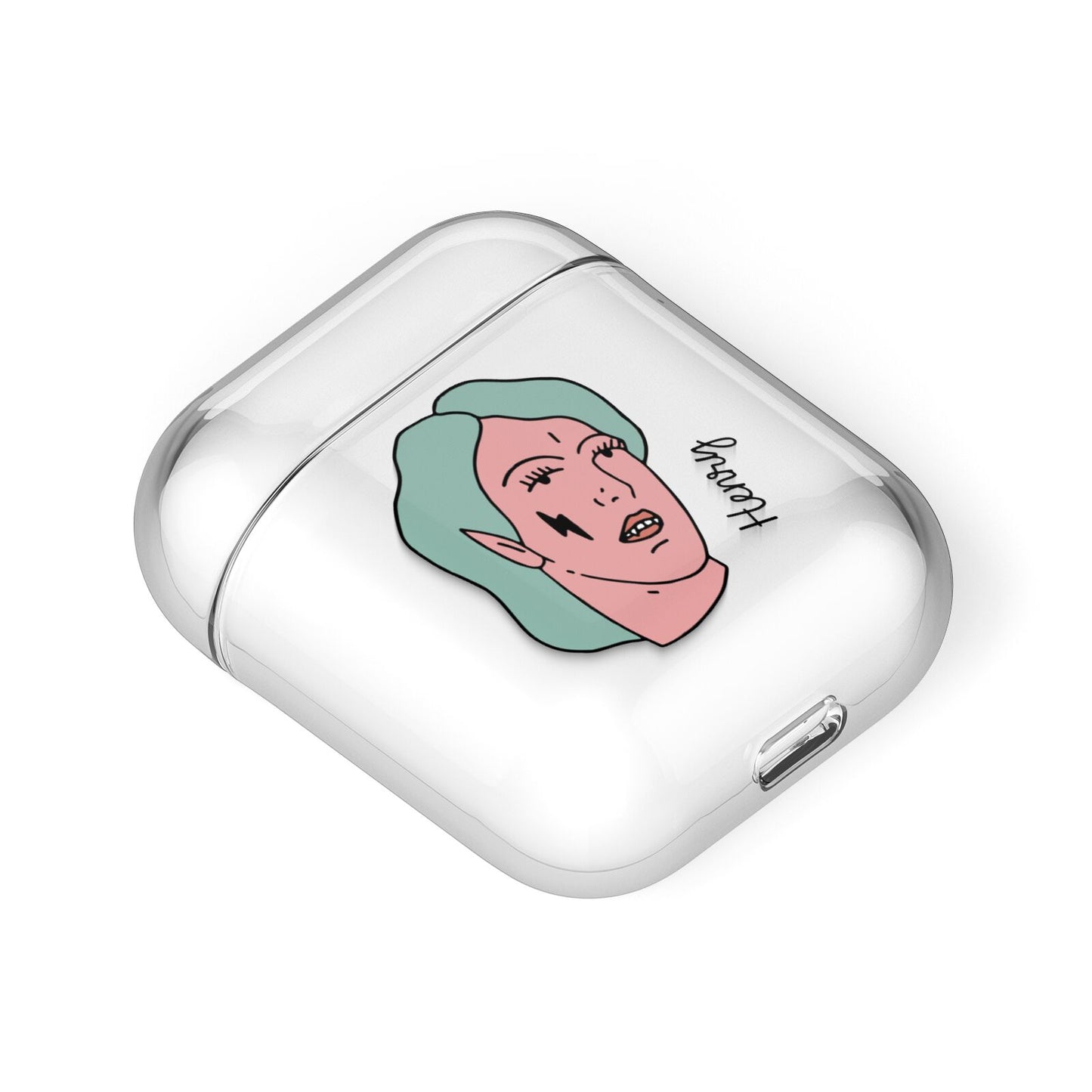 Lightning Fang Face Custom AirPods Case Laid Flat