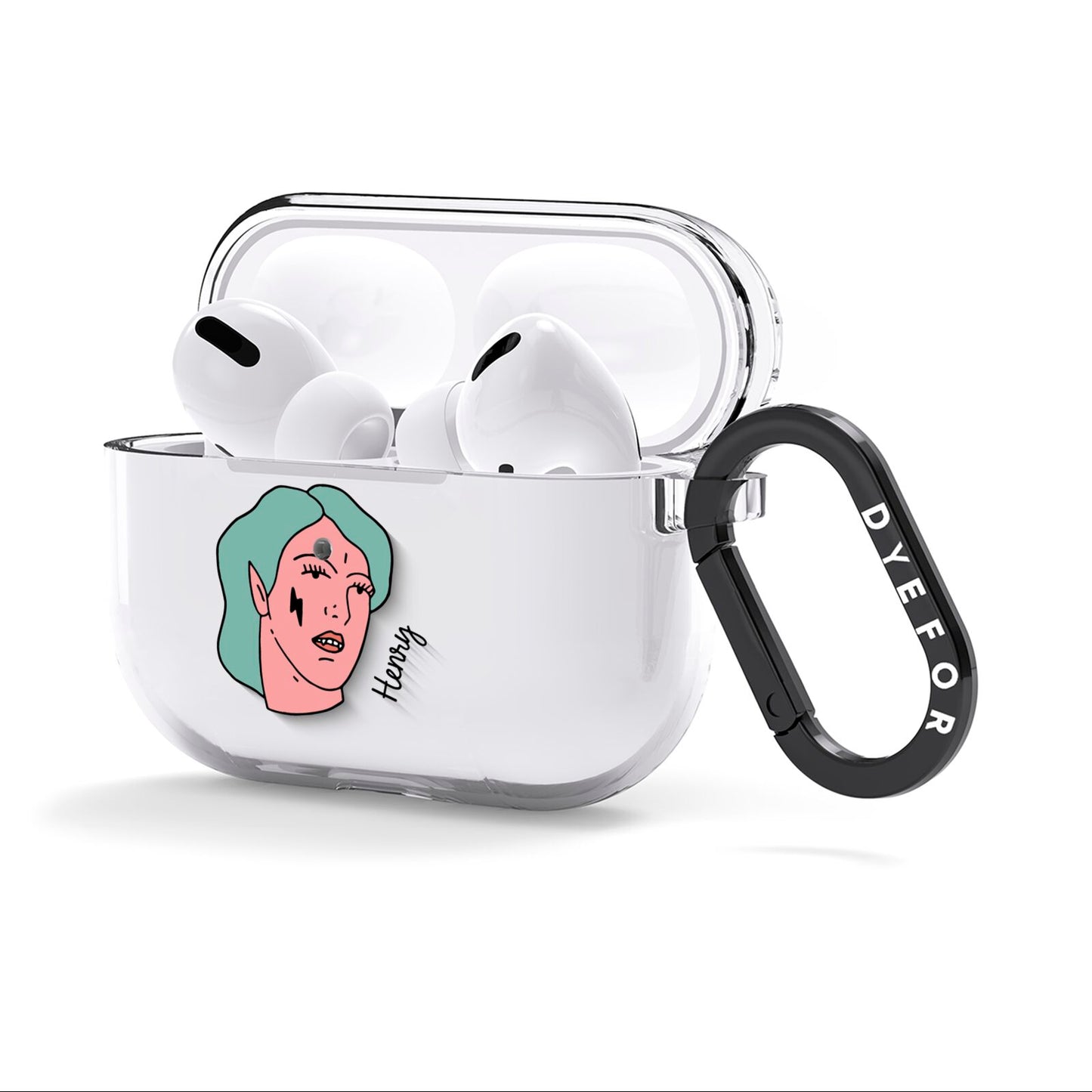 Lightning Fang Face Custom AirPods Clear Case 3rd Gen Side Image