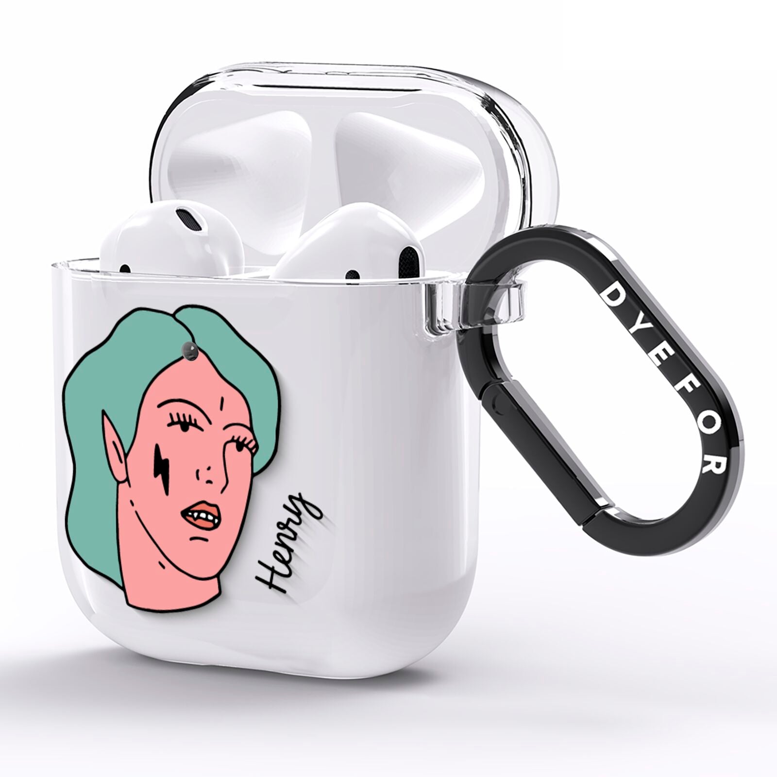 Lightning Fang Face Custom AirPods Clear Case Side Image