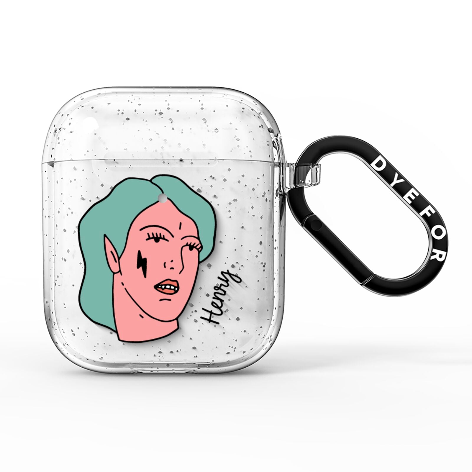 Lightning Fang Face Custom AirPods Glitter Case