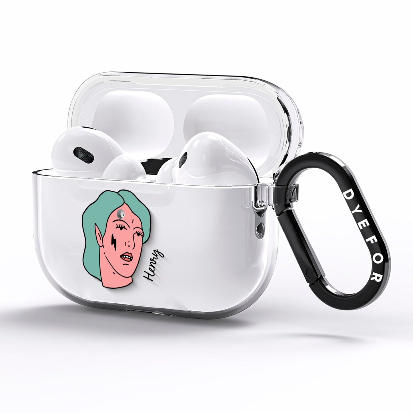 Lightning Fang Face Custom AirPods Pro Clear Case Side Image