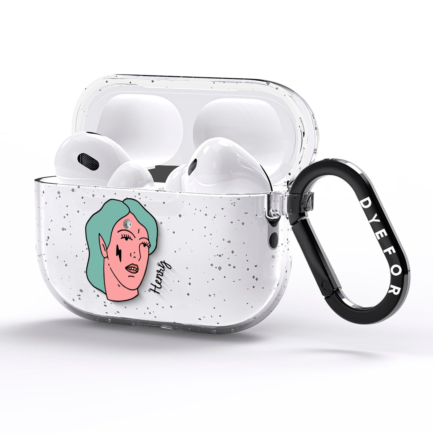 Lightning Fang Face Custom AirPods Pro Glitter Case Side Image