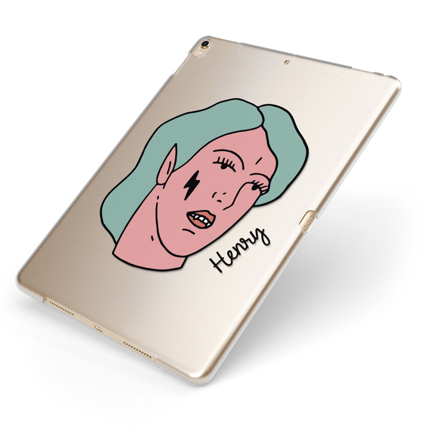 Lightning Fang Face Custom Apple iPad Case on Gold iPad Side View