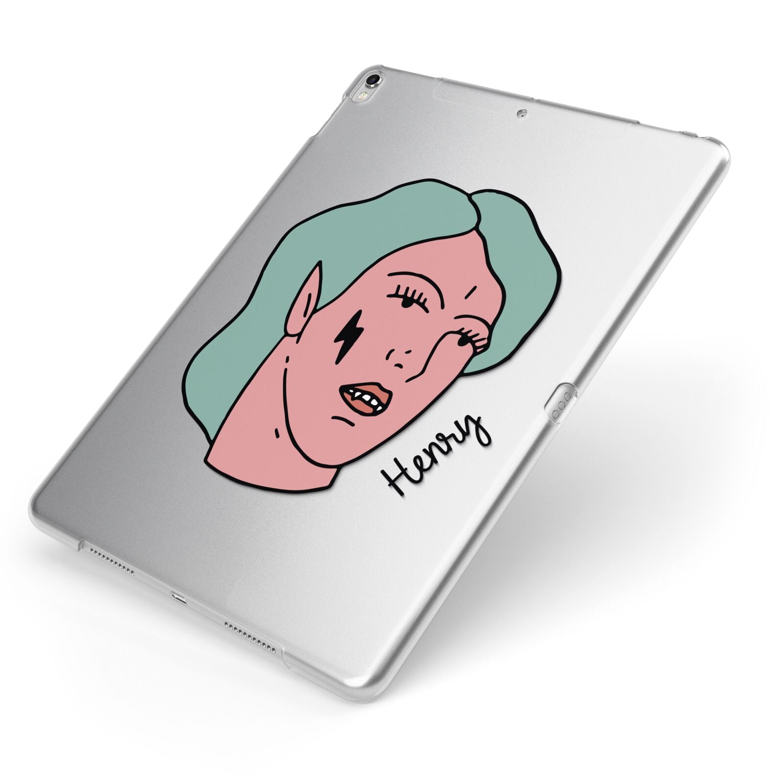 Lightning Fang Face Custom Apple iPad Case on Silver iPad Side View