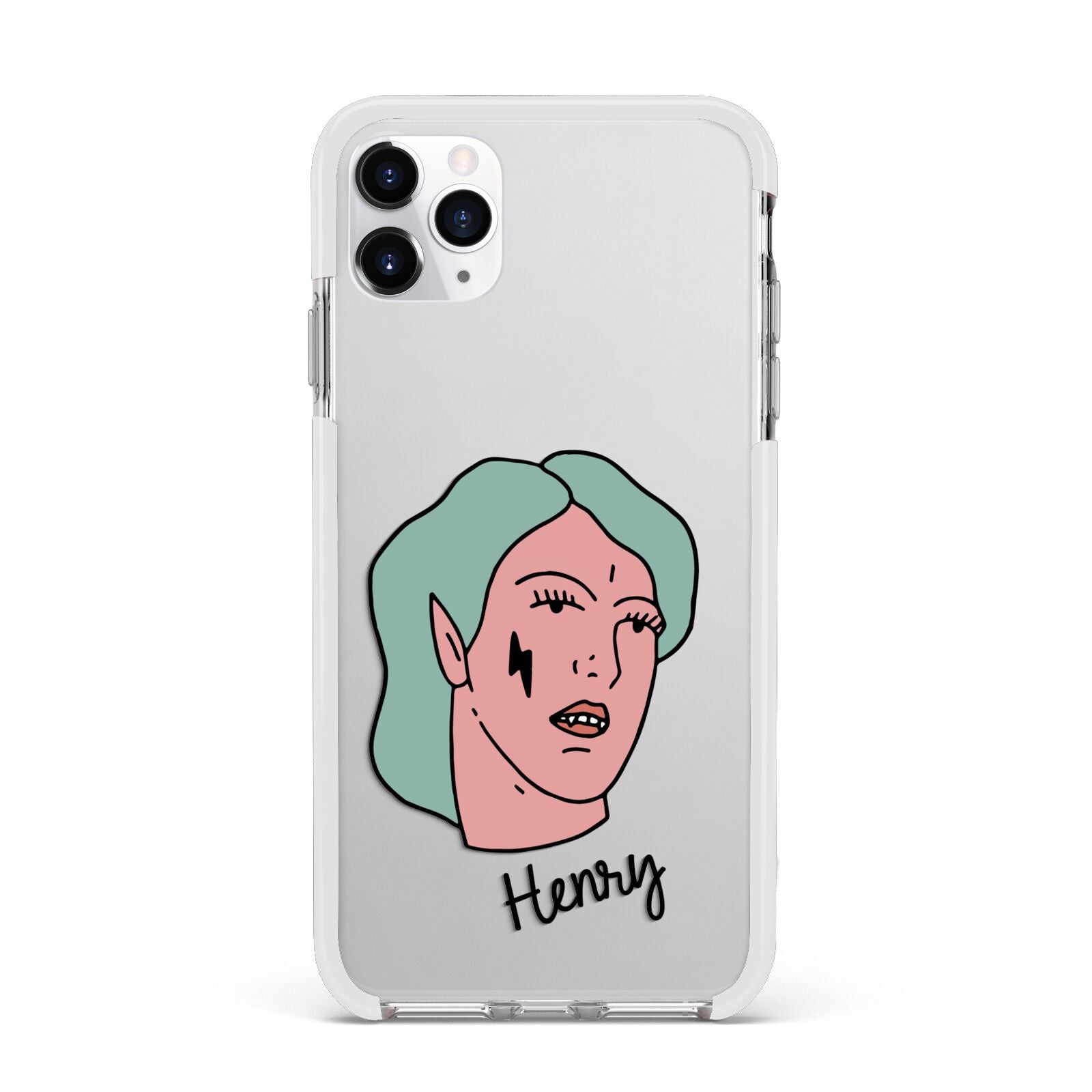 Lightning Fang Face Custom Apple iPhone 11 Pro Max in Silver with White Impact Case