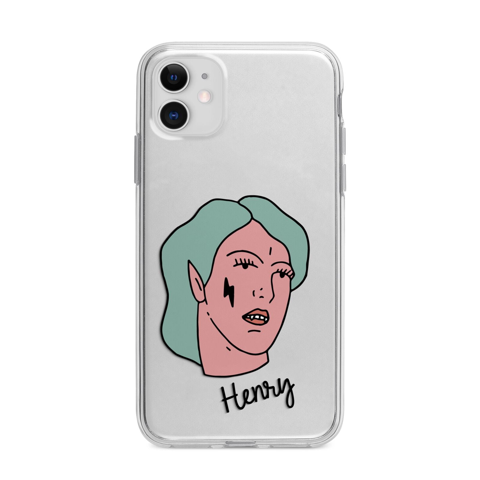 Lightning Fang Face Custom Apple iPhone 11 in White with Bumper Case