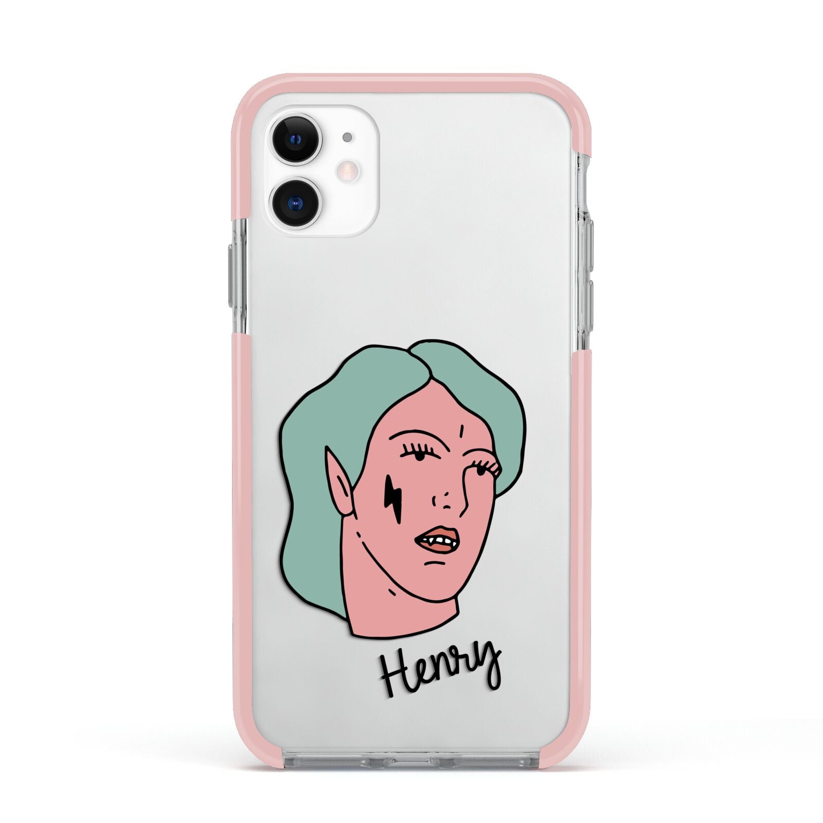 Lightning Fang Face Custom Apple iPhone 11 in White with Pink Impact Case