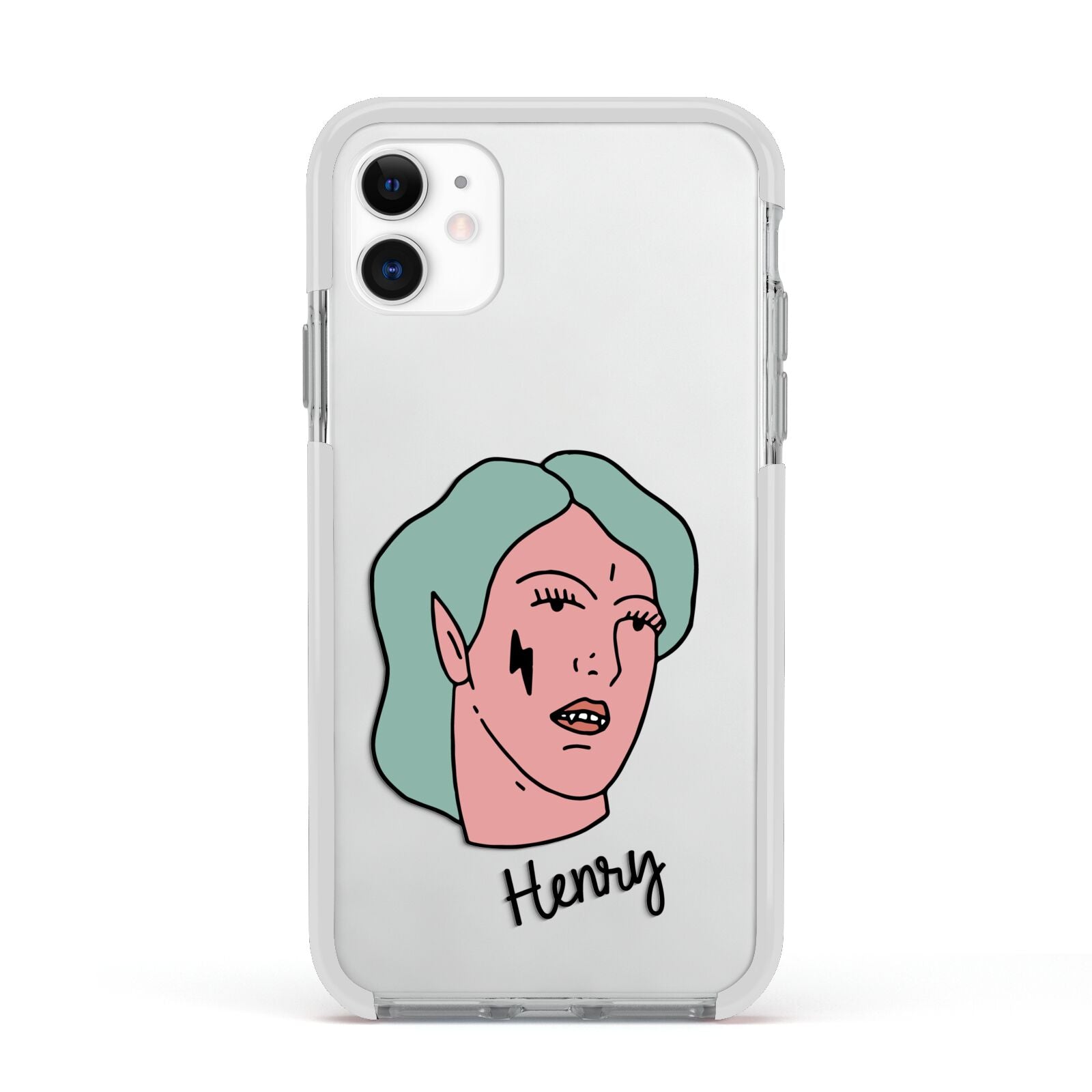 Lightning Fang Face Custom Apple iPhone 11 in White with White Impact Case
