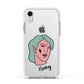 Lightning Fang Face Custom Apple iPhone XR Impact Case White Edge on Silver Phone
