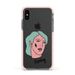Lightning Fang Face Custom Apple iPhone Xs Impact Case Pink Edge on Black Phone