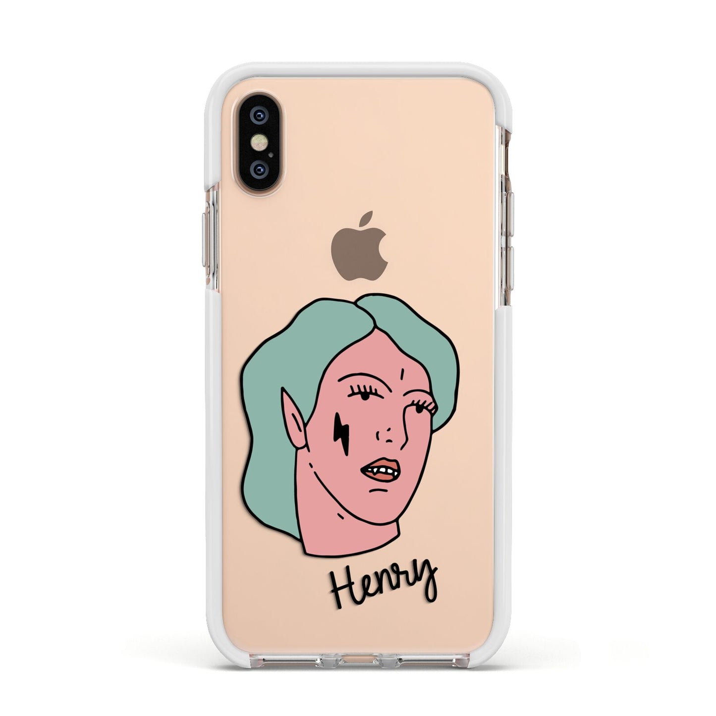 Lightning Fang Face Custom Apple iPhone Xs Impact Case White Edge on Gold Phone