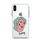 Lightning Fang Face Custom Apple iPhone Xs Impact Case White Edge on Silver Phone
