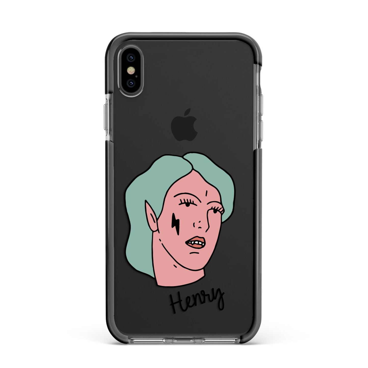 Lightning Fang Face Custom Apple iPhone Xs Max Impact Case Black Edge on Black Phone