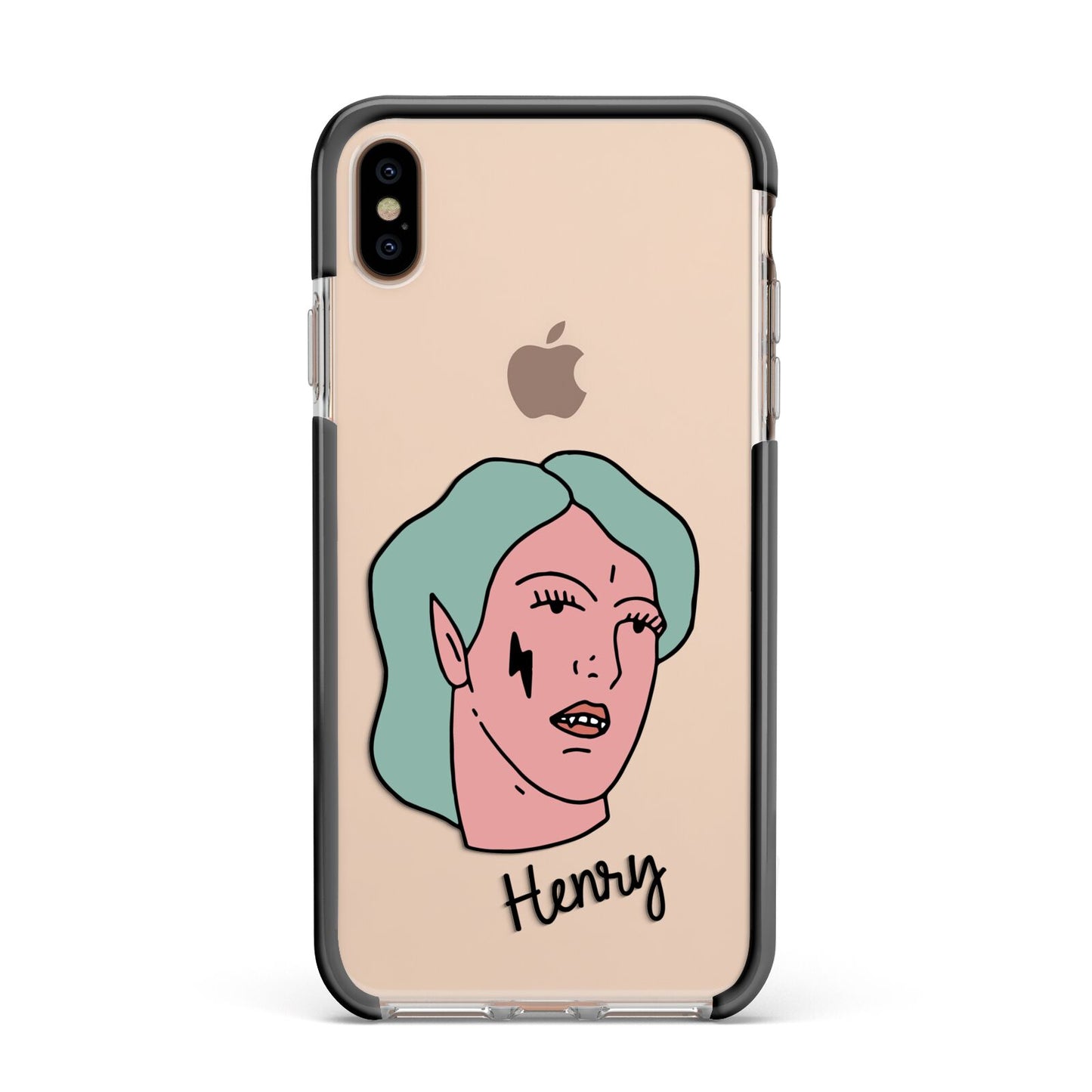 Lightning Fang Face Custom Apple iPhone Xs Max Impact Case Black Edge on Gold Phone