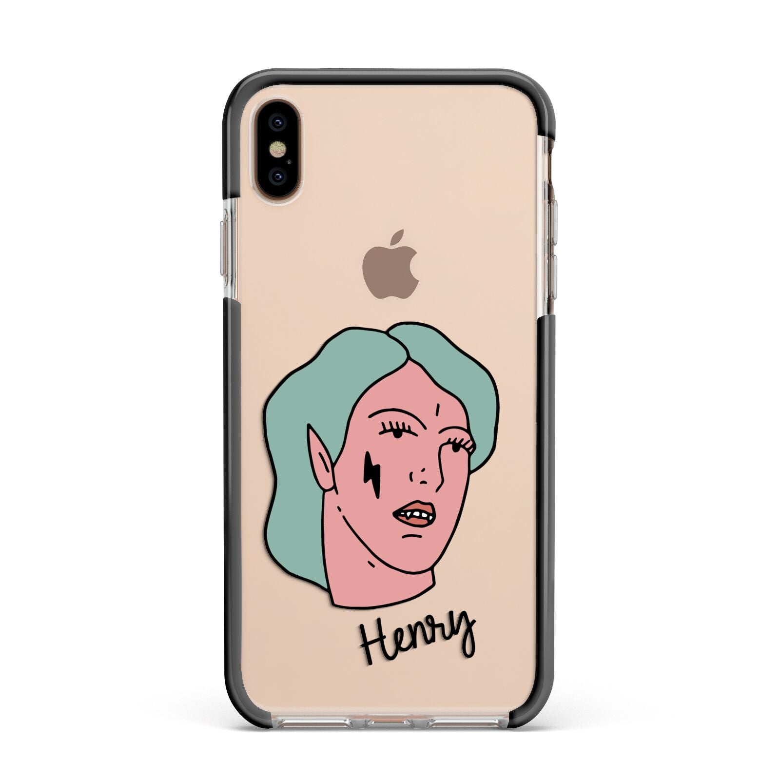 Lightning Fang Face Custom Apple iPhone Xs Max Impact Case Black Edge on Gold Phone