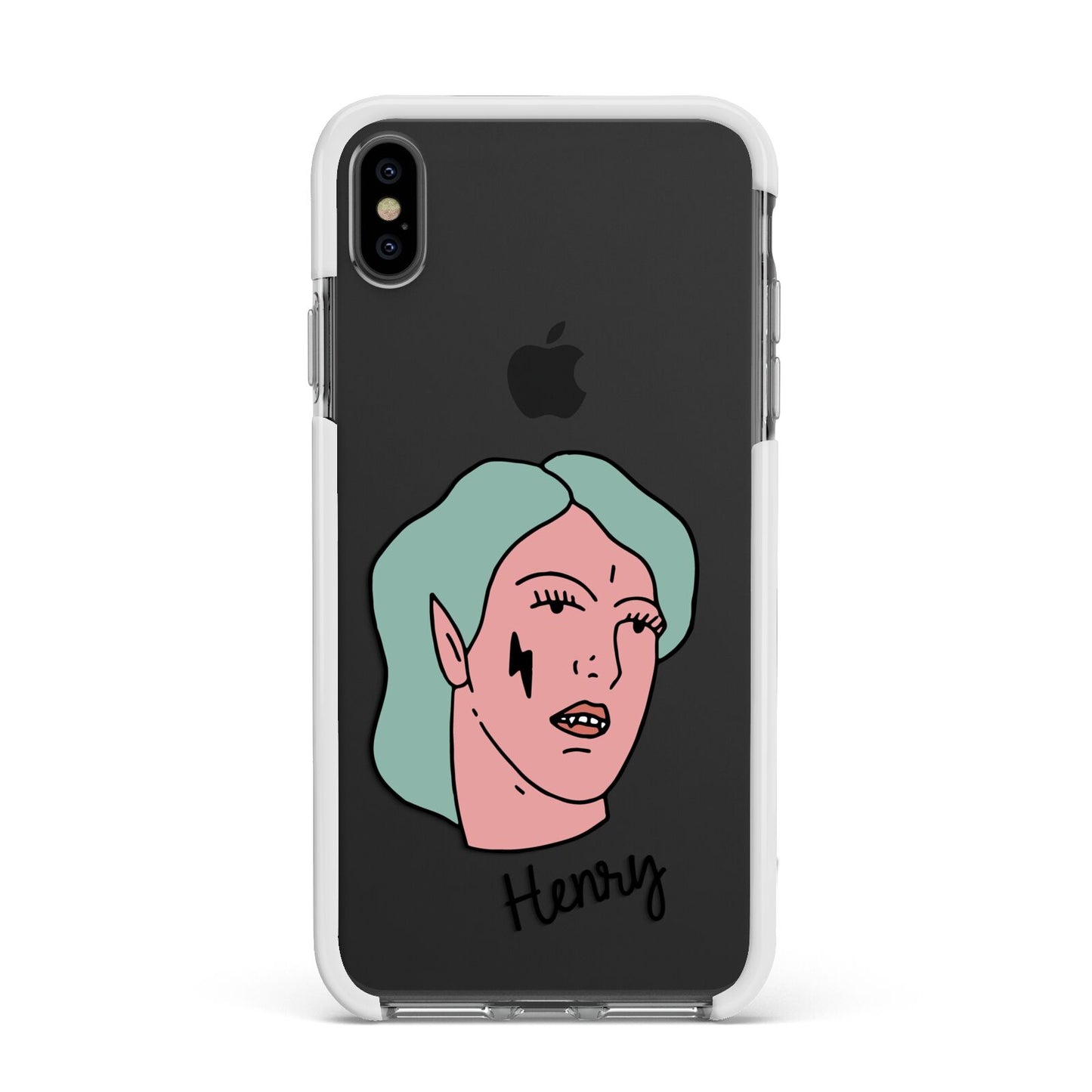 Lightning Fang Face Custom Apple iPhone Xs Max Impact Case White Edge on Black Phone