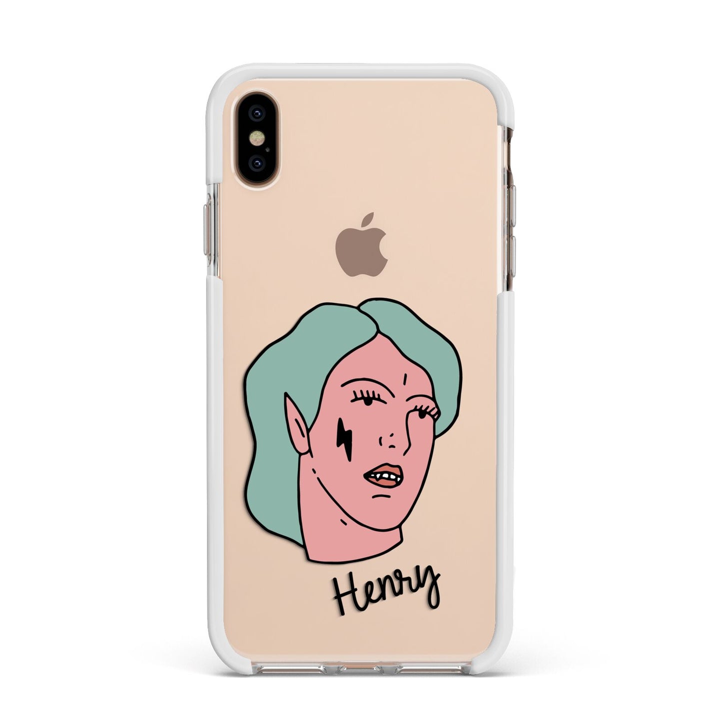 Lightning Fang Face Custom Apple iPhone Xs Max Impact Case White Edge on Gold Phone
