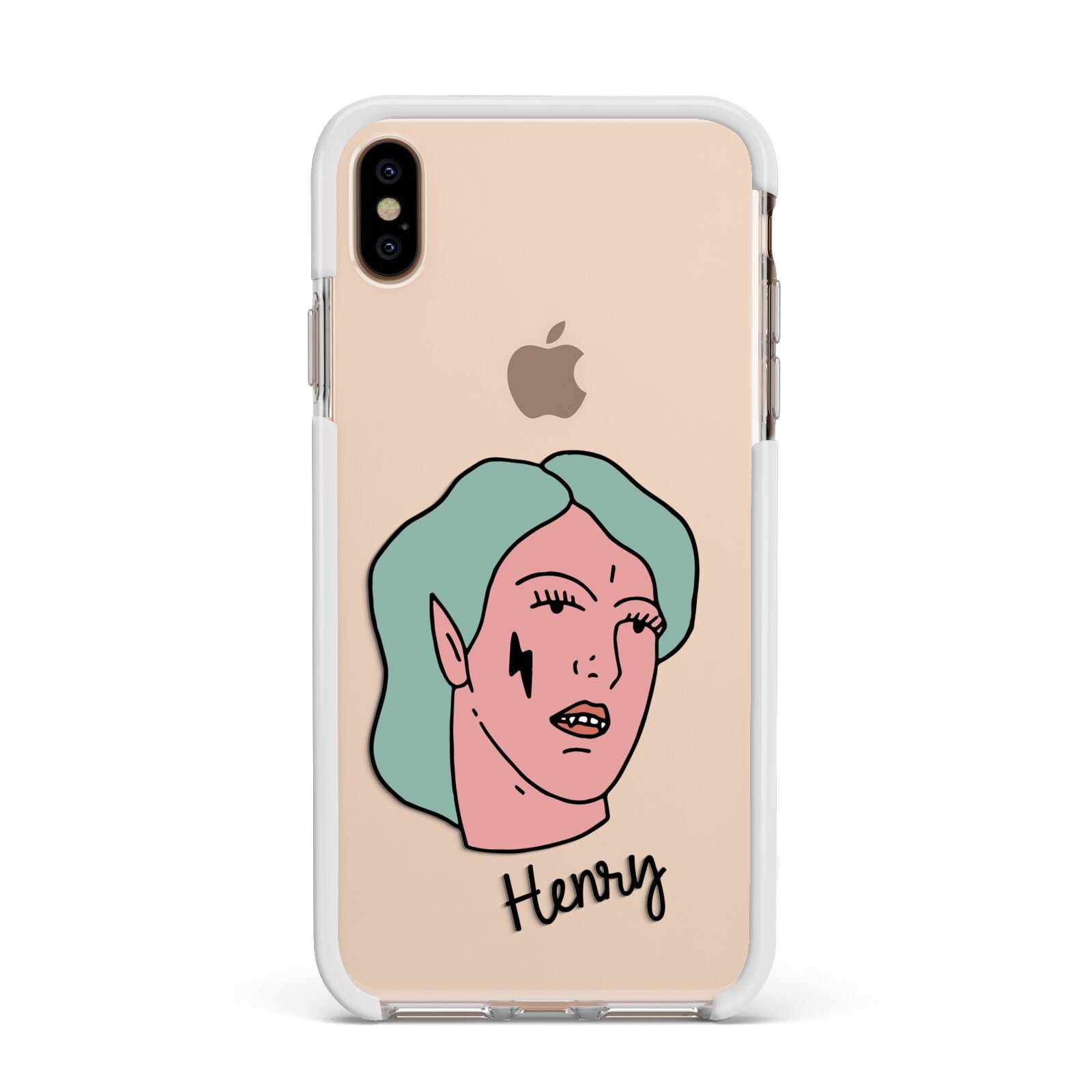 Lightning Fang Face Custom Apple iPhone Xs Max Impact Case White Edge on Gold Phone