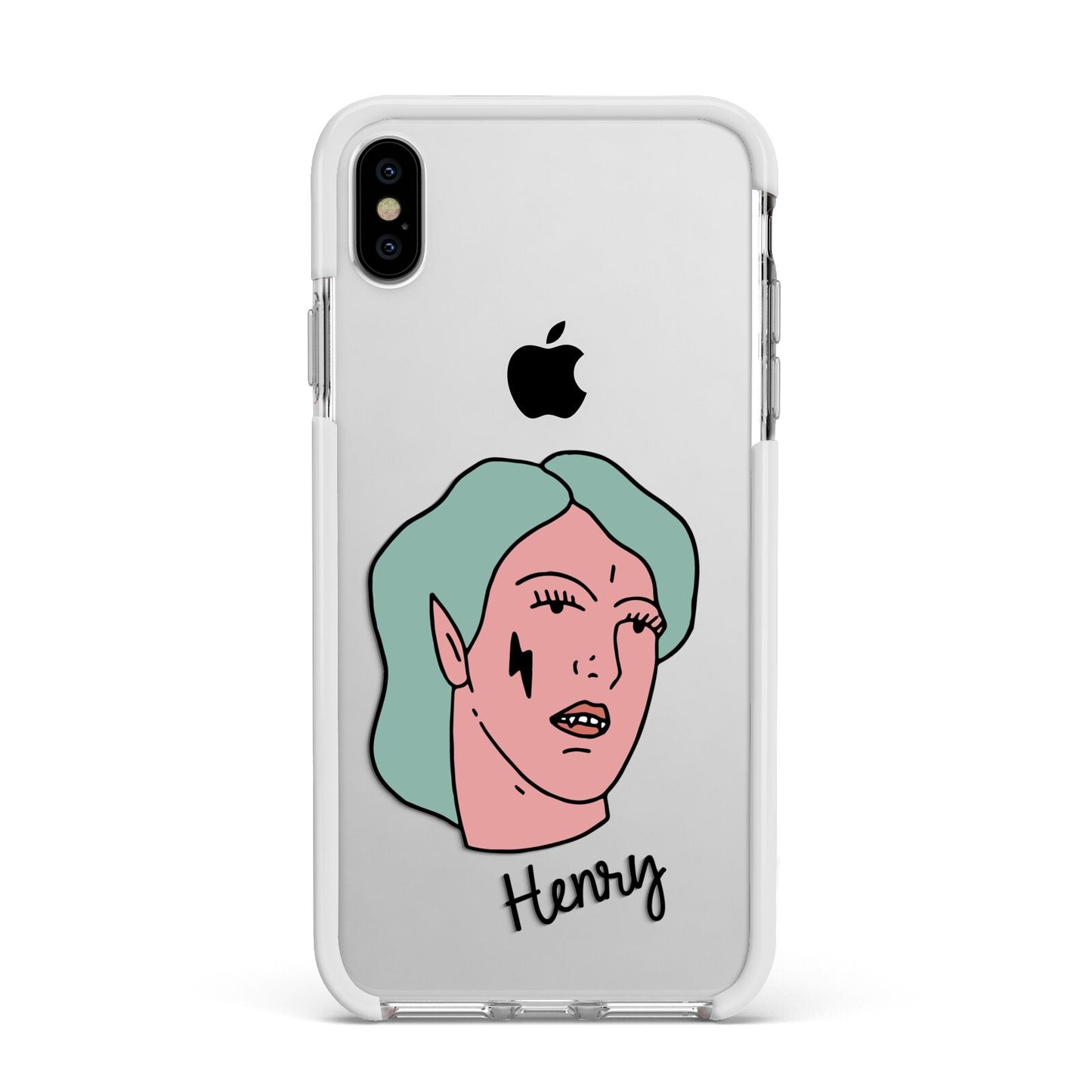 Lightning Fang Face Custom Apple iPhone Xs Max Impact Case White Edge on Silver Phone