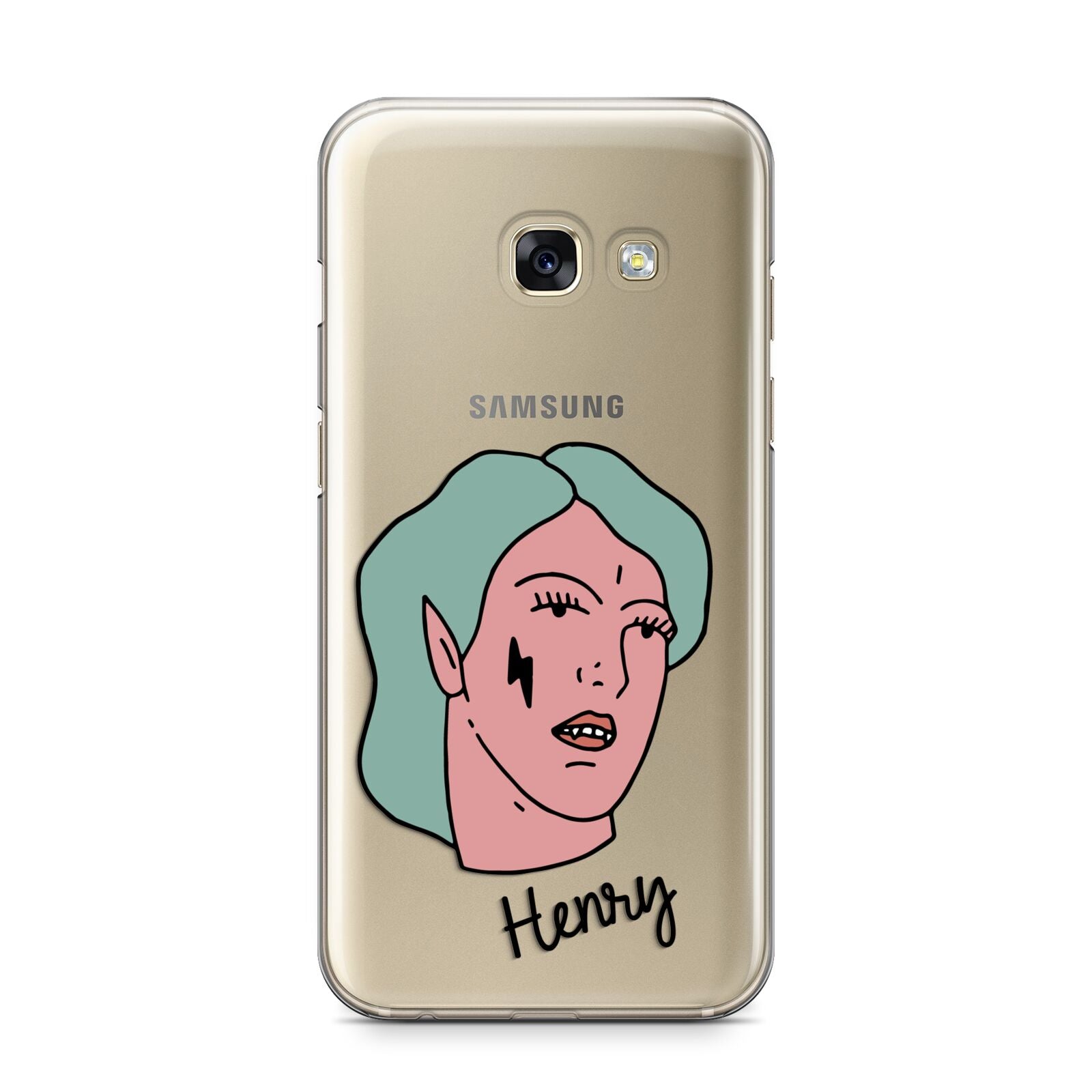 Lightning Fang Face Custom Samsung Galaxy A3 2017 Case on gold phone