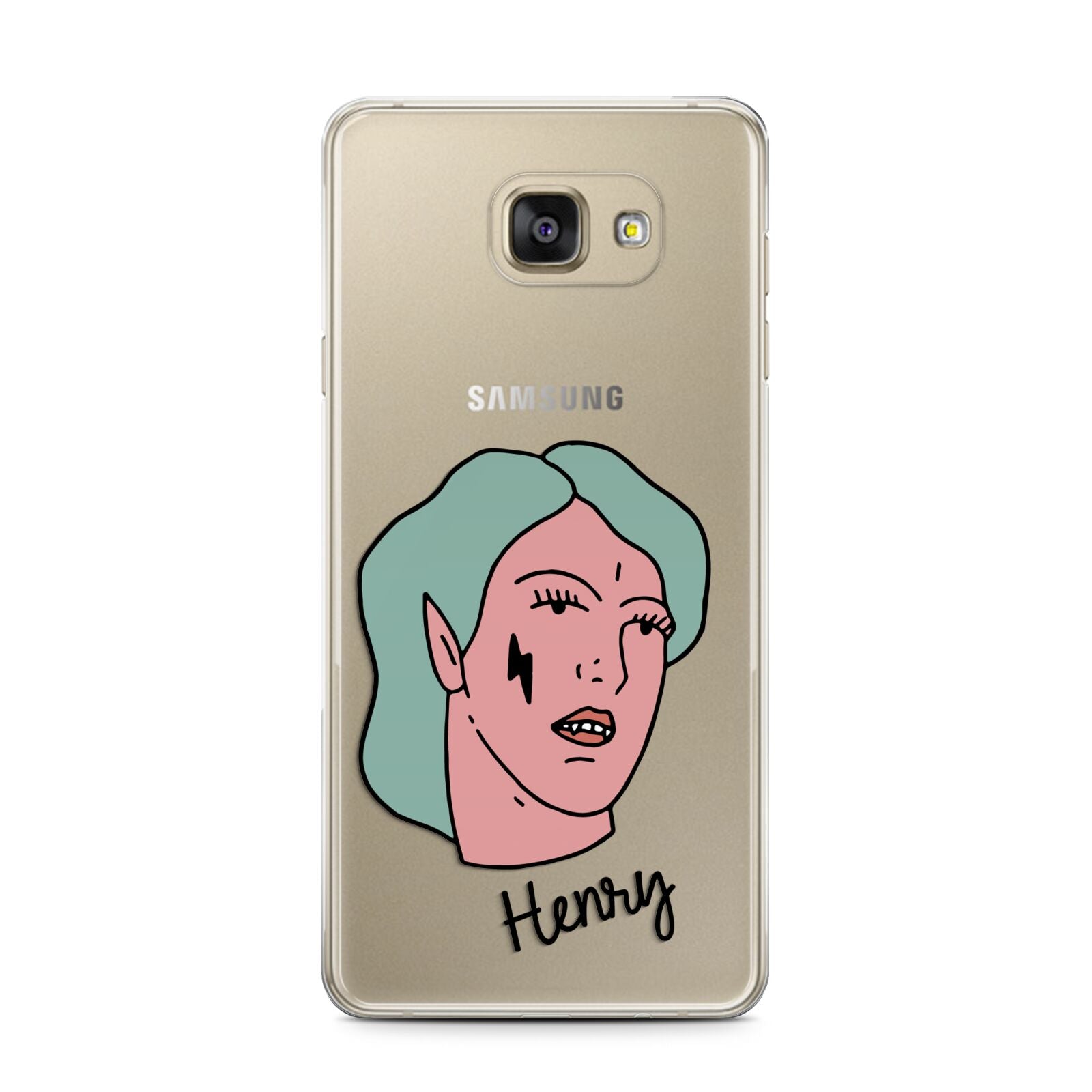 Lightning Fang Face Custom Samsung Galaxy A7 2016 Case on gold phone