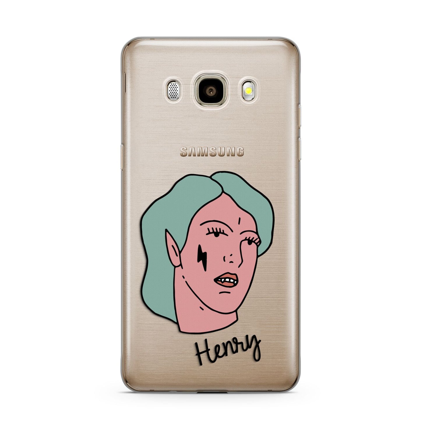 Lightning Fang Face Custom Samsung Galaxy J7 2016 Case on gold phone