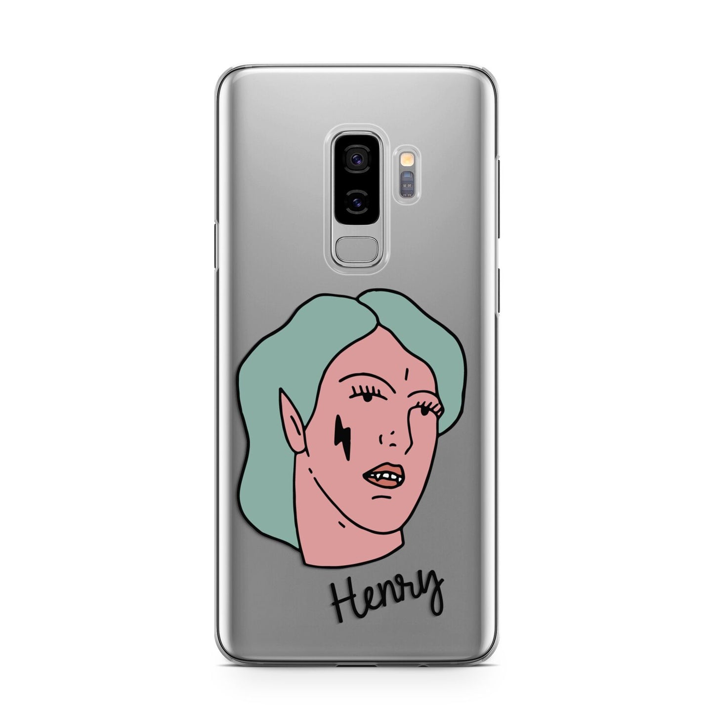 Lightning Fang Face Custom Samsung Galaxy S9 Plus Case on Silver phone