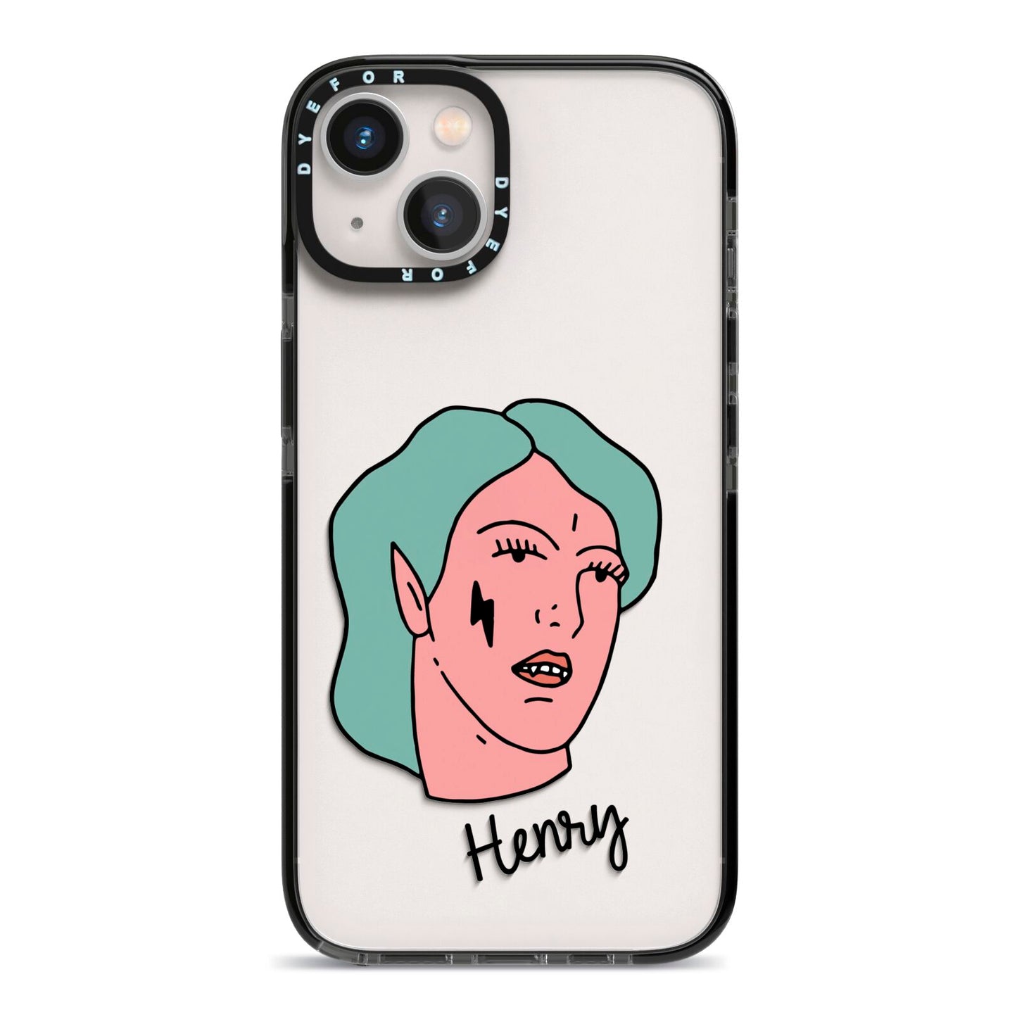 Lightning Fang Face Custom iPhone 13 Black Impact Case on Silver phone
