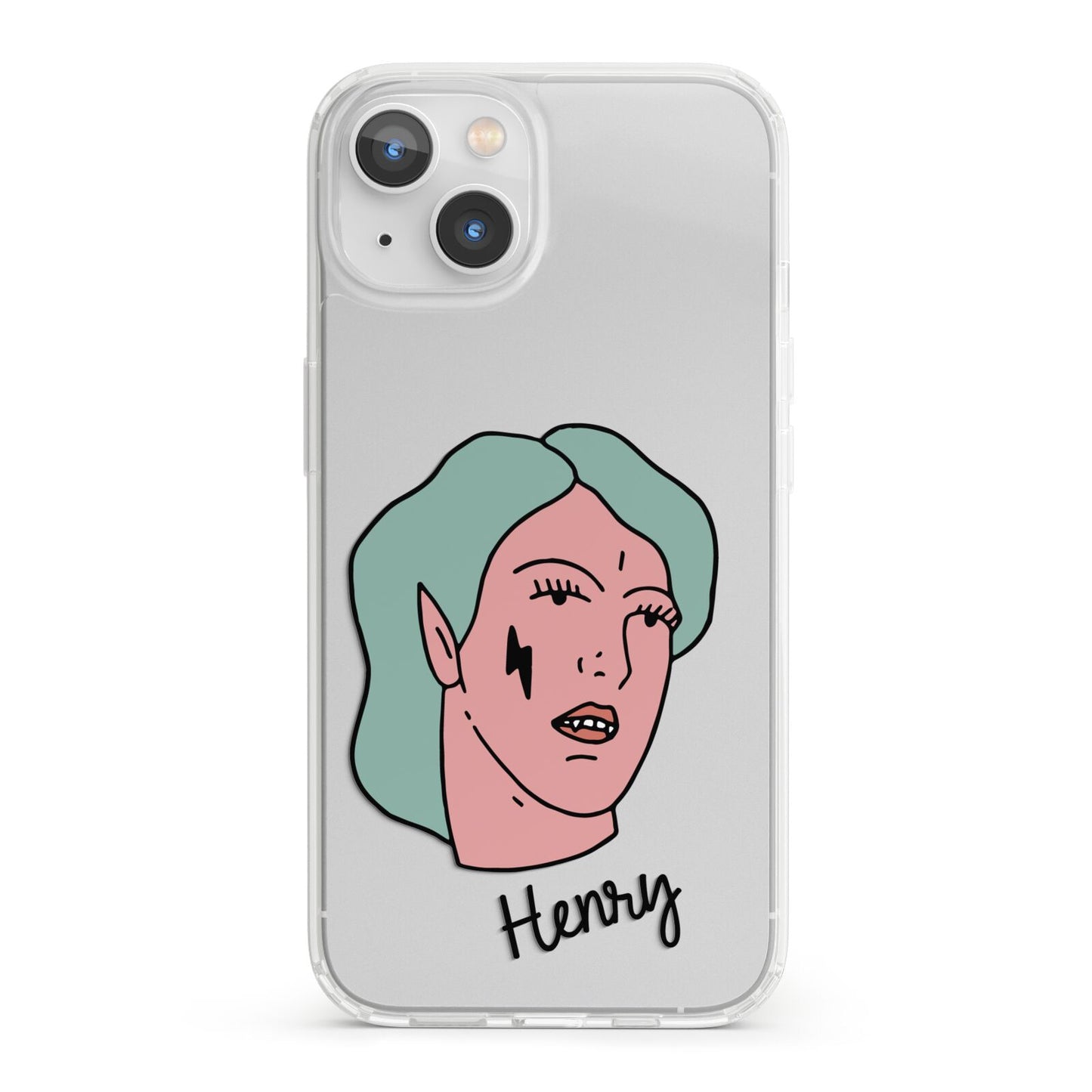 Lightning Fang Face Custom iPhone 13 Clear Bumper Case