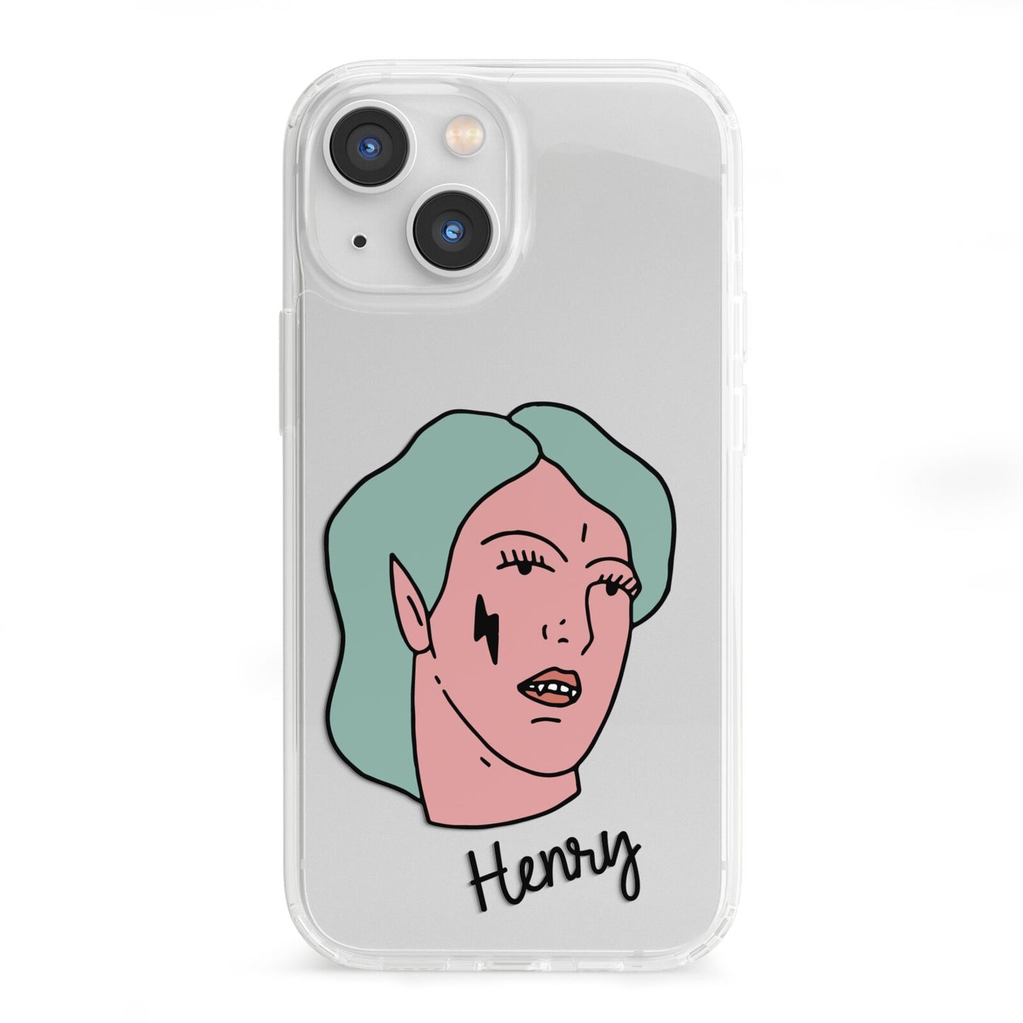 Lightning Fang Face Custom iPhone 13 Mini Clear Bumper Case