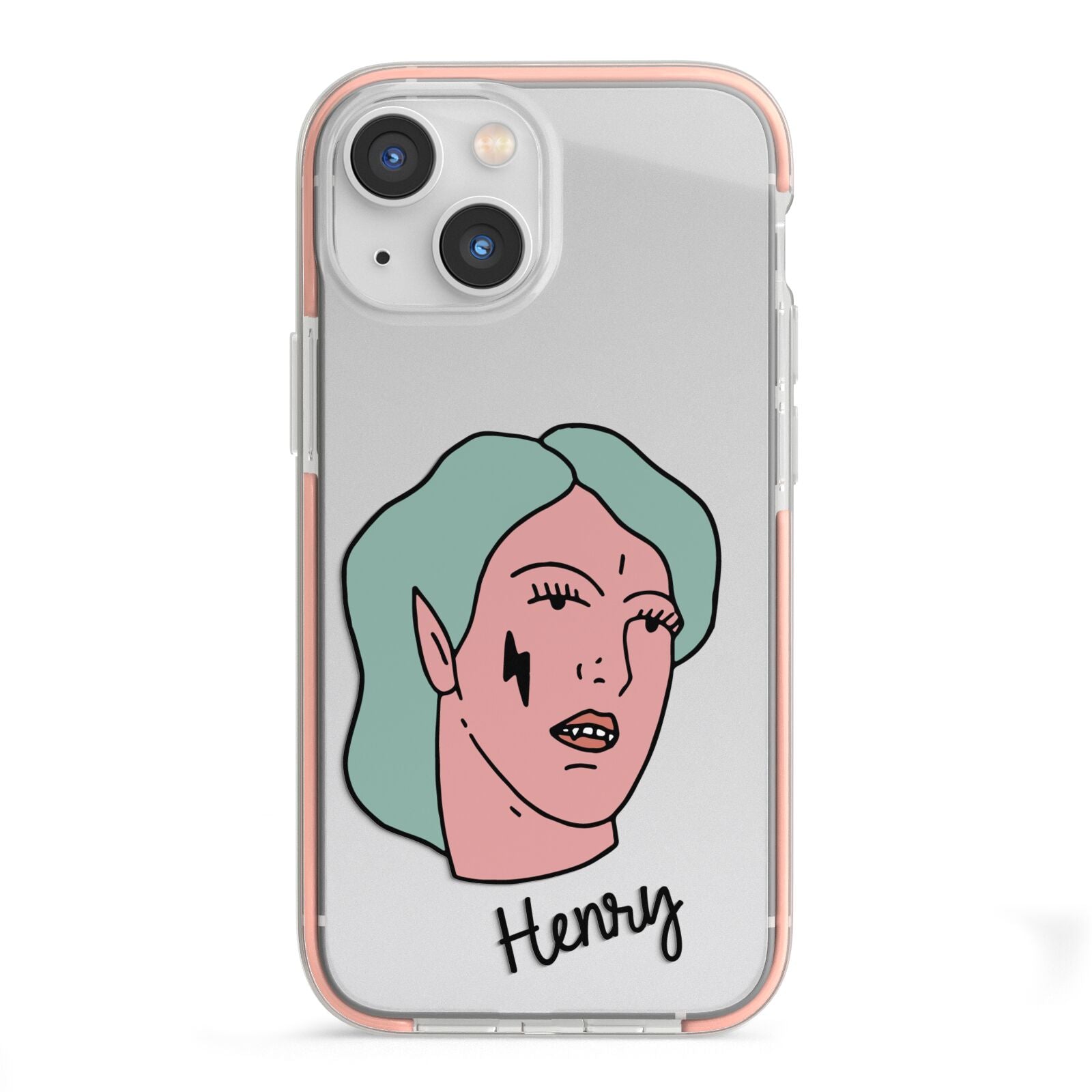 Lightning Fang Face Custom iPhone 13 Mini TPU Impact Case with Pink Edges