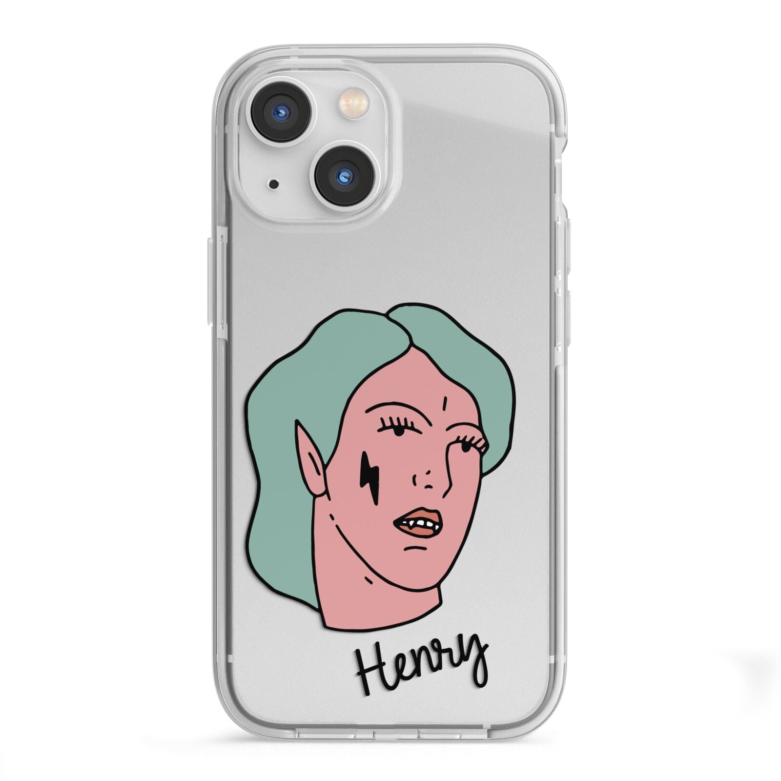 Lightning Fang Face Custom iPhone 13 Mini TPU Impact Case with White Edges