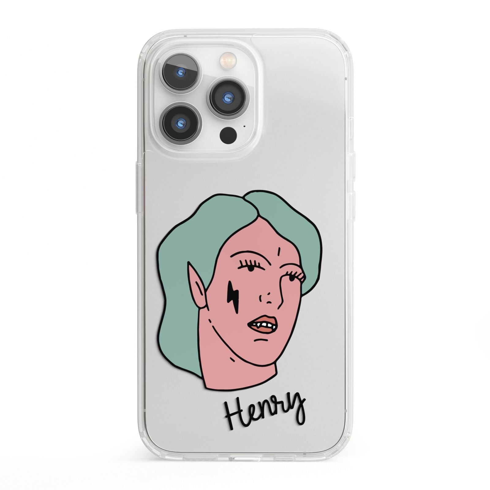 Lightning Fang Face Custom iPhone 13 Pro Clear Bumper Case