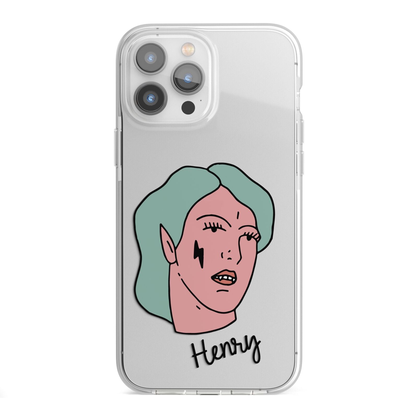 Lightning Fang Face Custom iPhone 13 Pro Max TPU Impact Case with White Edges