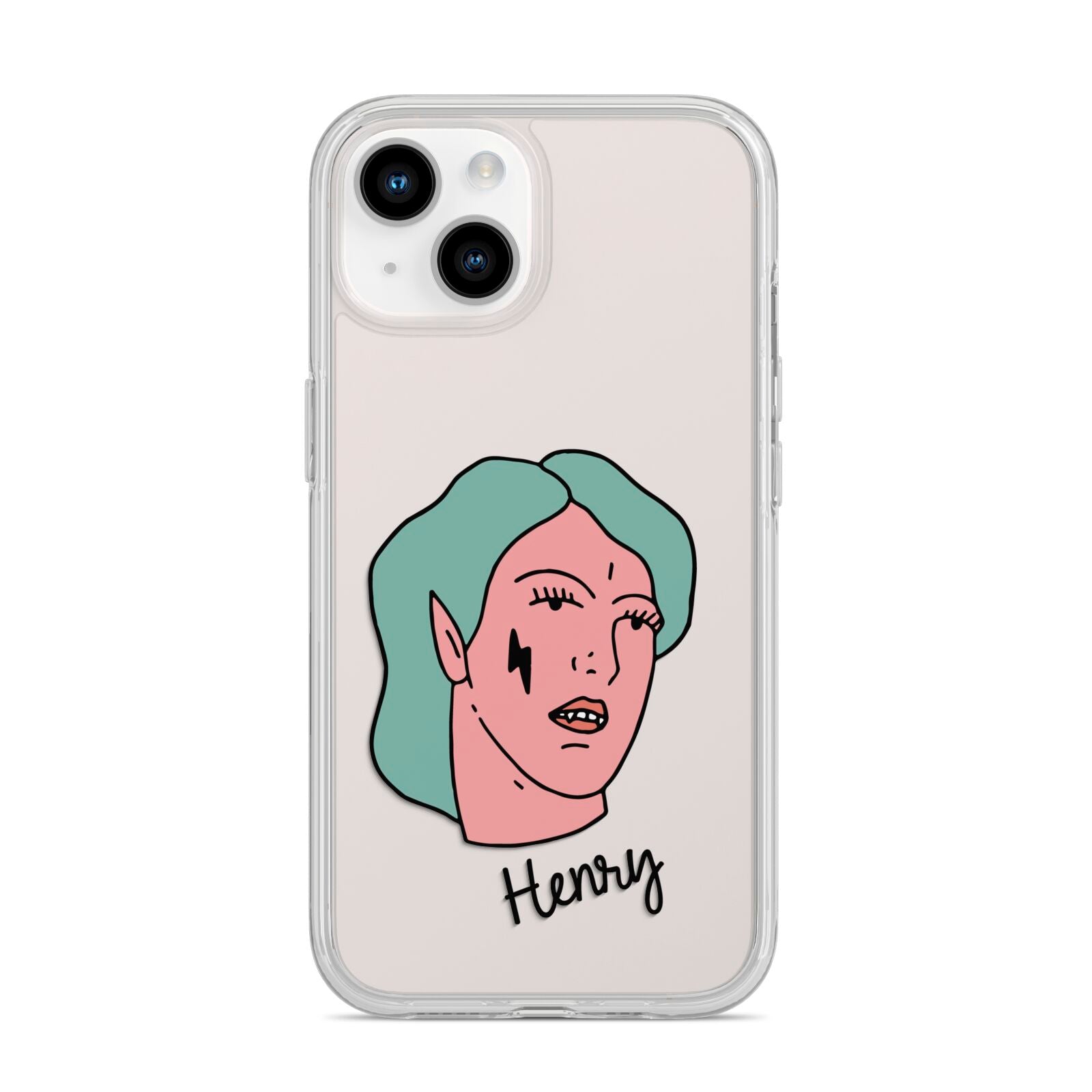 Lightning Fang Face Custom iPhone 14 Clear Tough Case Starlight