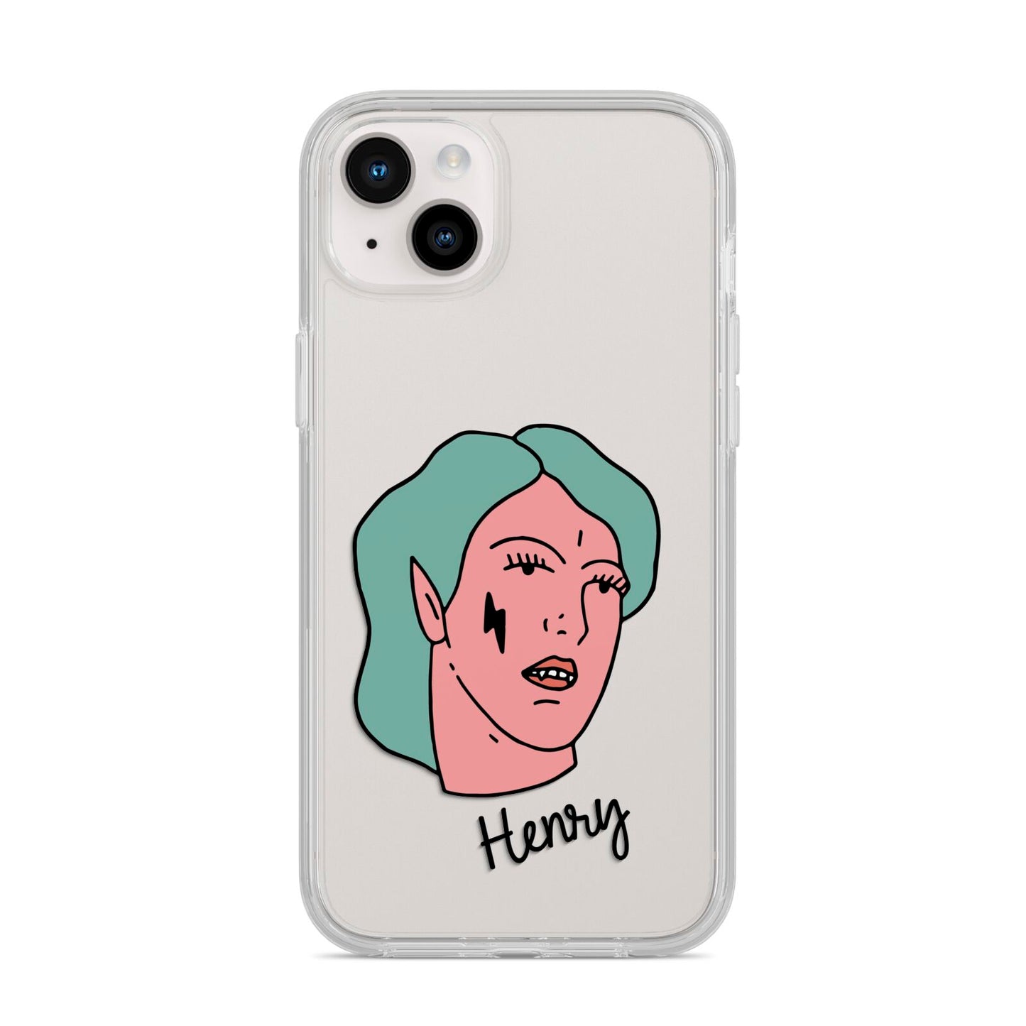 Lightning Fang Face Custom iPhone 14 Plus Clear Tough Case Starlight