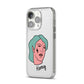 Lightning Fang Face Custom iPhone 14 Pro Clear Tough Case Silver Angled Image