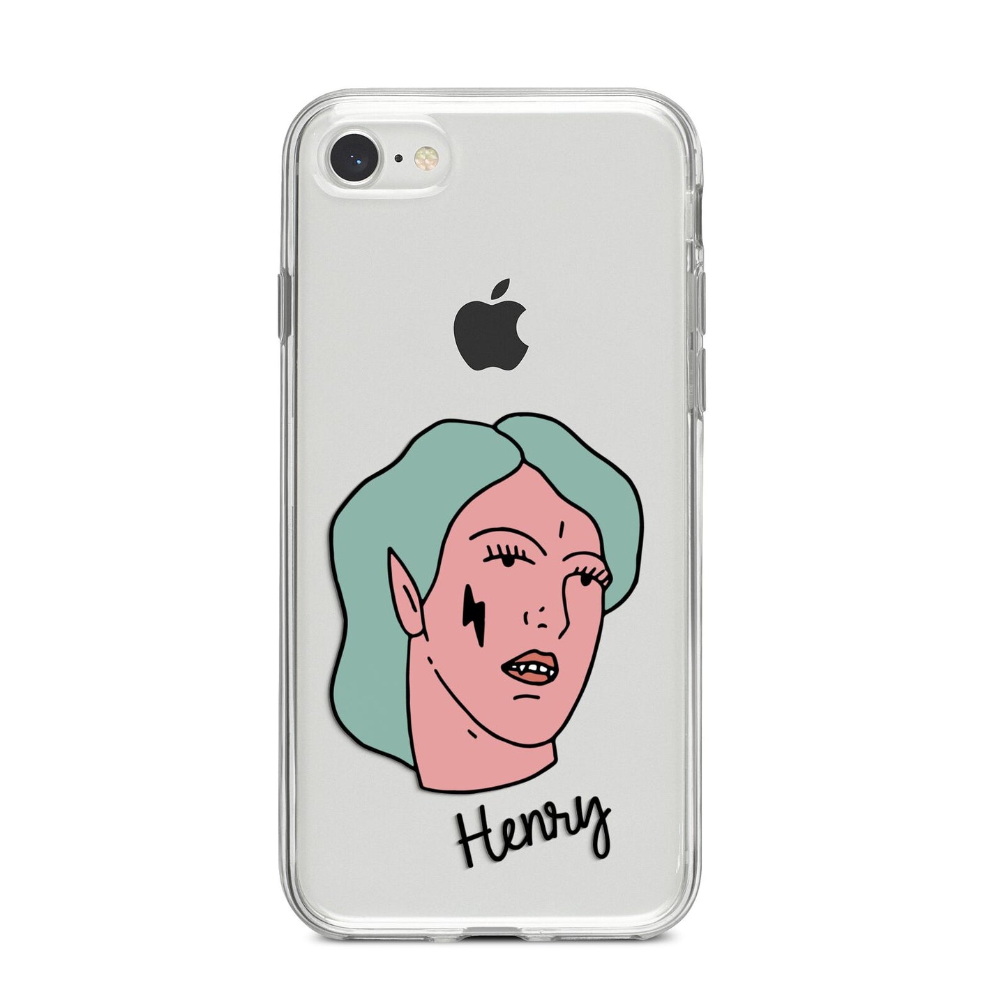 Lightning Fang Face Custom iPhone 8 Bumper Case on Silver iPhone
