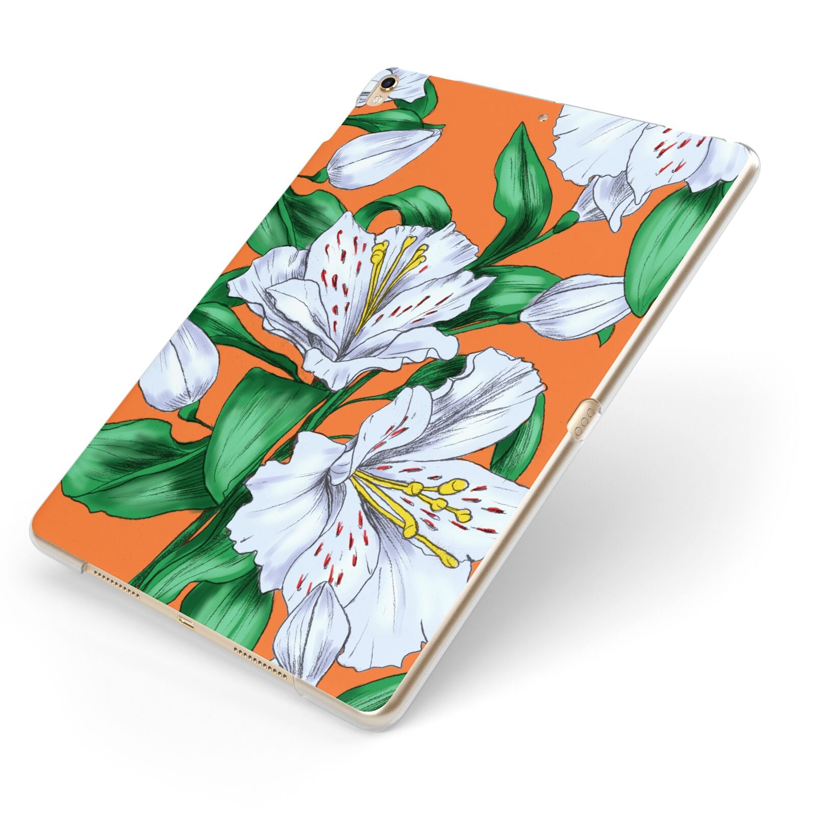Lily Apple iPad Case on Gold iPad Side View