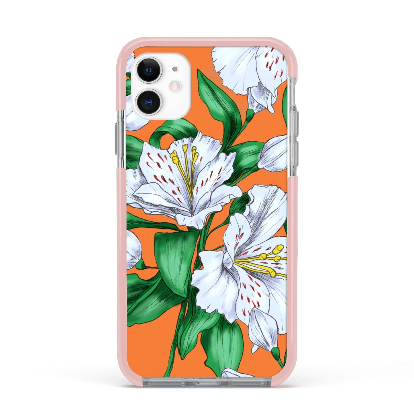 Lily Apple iPhone 11 in White with Pink Impact Case