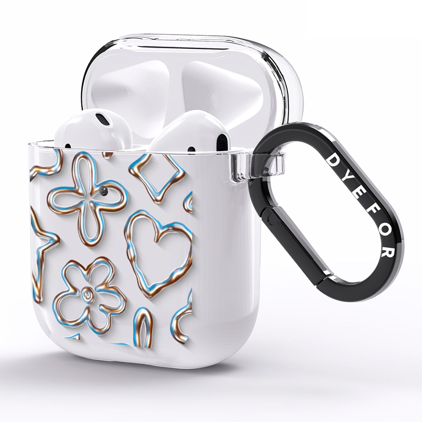 Liquid Chrome Doodles AirPods Clear Case Side Image