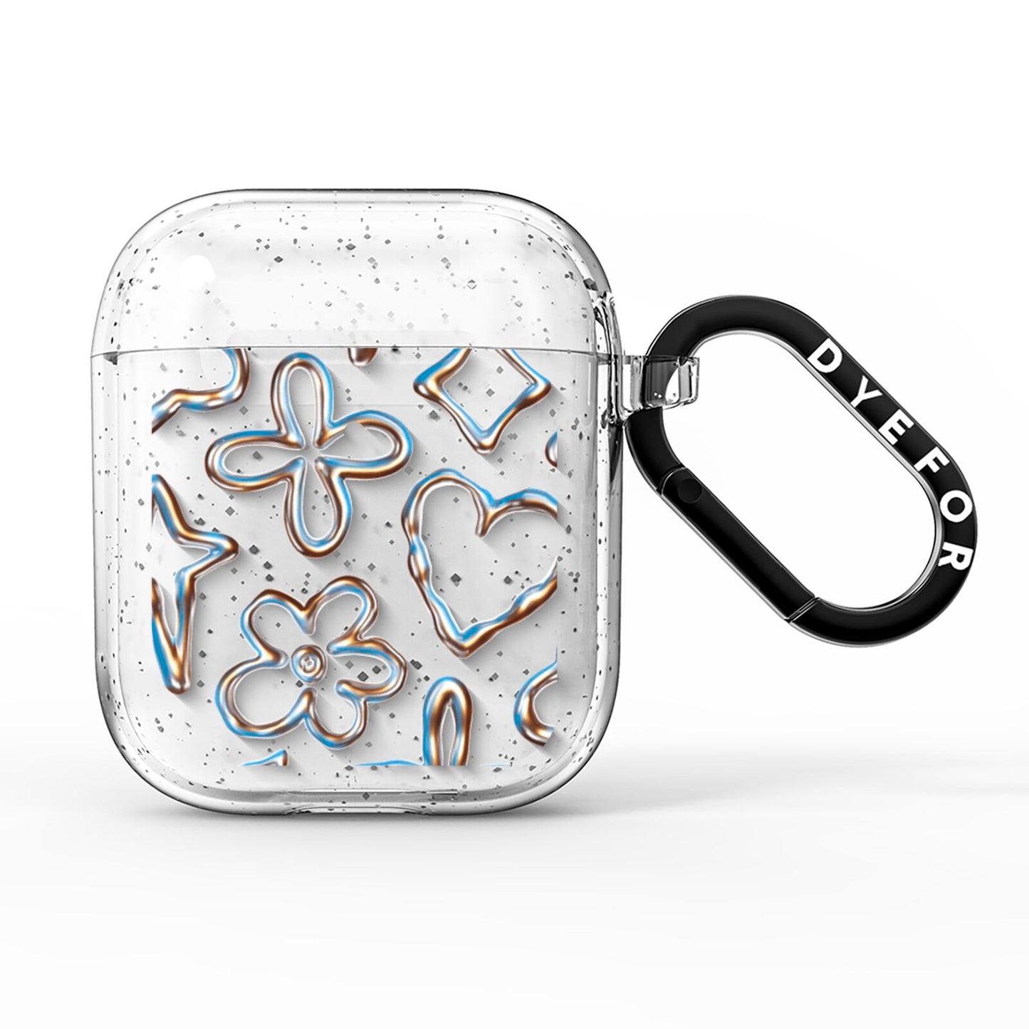 2nd Generation Clear Glitter Airpod Case Liquid Chrome Doodles