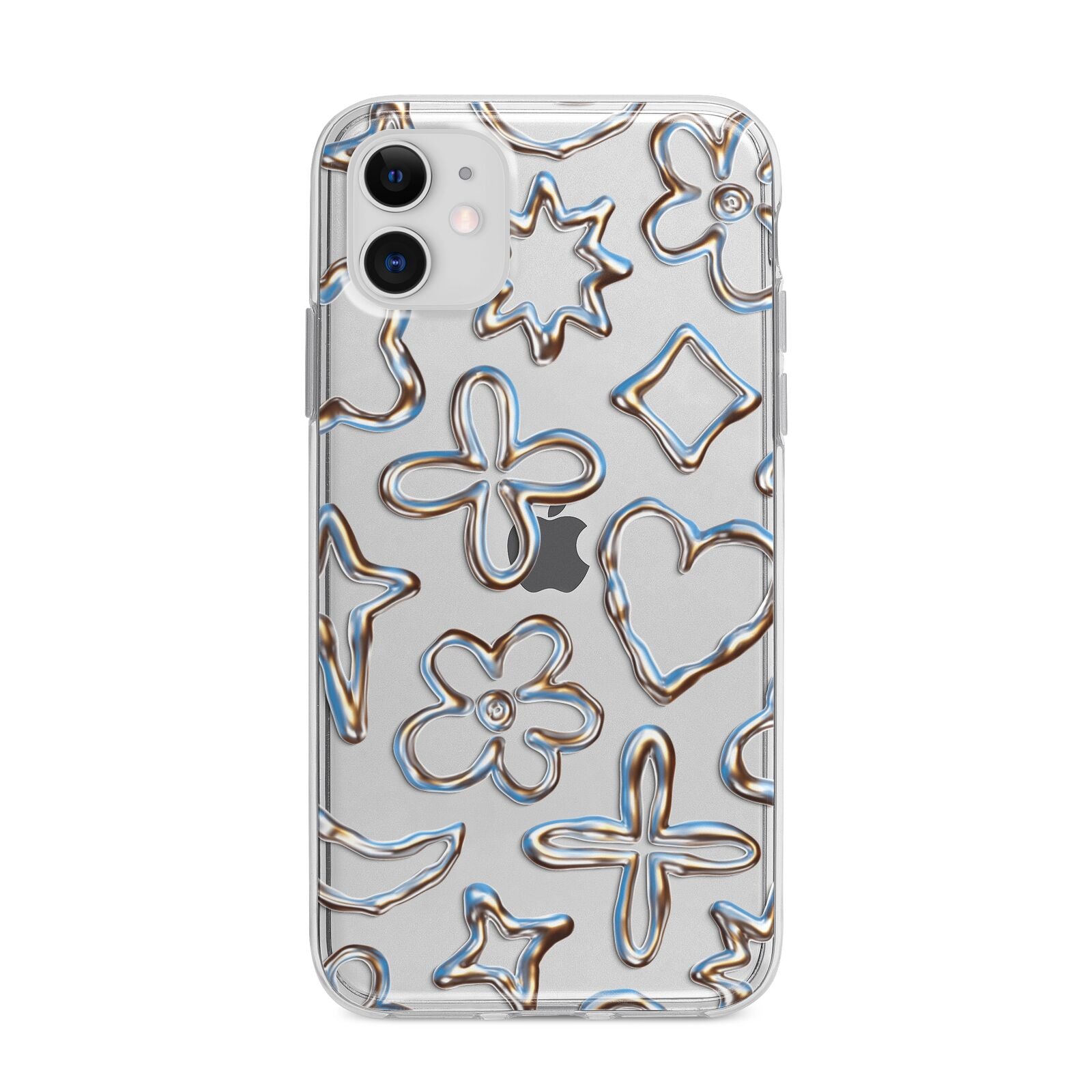 Liquid Chrome Doodles Apple iPhone 11 in White with Bumper Case