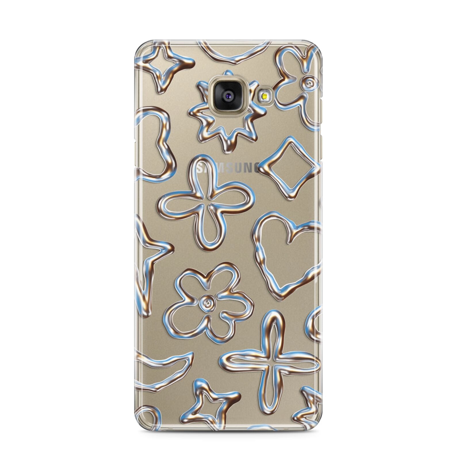Liquid Chrome Doodles Samsung Galaxy A3 2016 Case on gold phone
