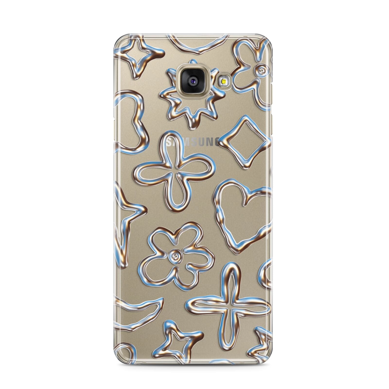 Liquid Chrome Doodles Samsung Galaxy A3 2016 Case on gold phone