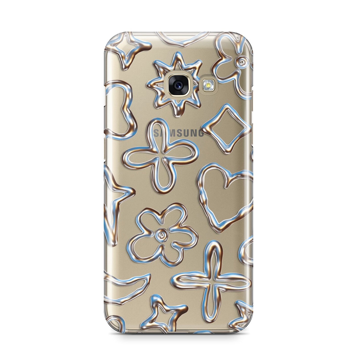 Liquid Chrome Doodles Samsung Galaxy A3 2017 Case on gold phone